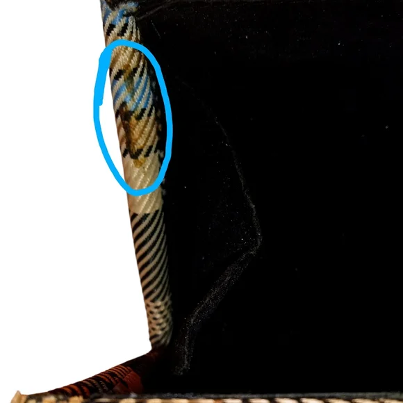 Rare Vintage Minaudière Snap Close Hard Body Bag: Blue, Black, Gold, Tan Plaid - Picture 12 of 12